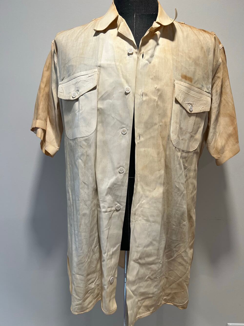 Vintage Creighton USN Regulation Uniform Button Up Shirt Short Sleeve Large JL